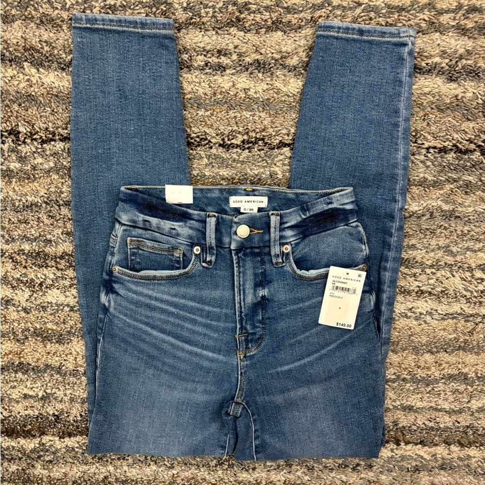 Good American Good Legs Crop Skinny Jeans Sz 0/25 NWT | Good American Skinny - - Picture 2 of 13